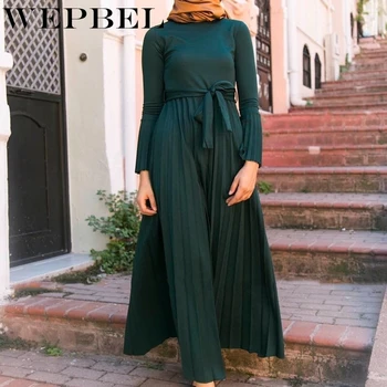 WEPBEL Musulman Bandaj Rochie de Femei Arabe Ramadan Talie Mare Abaya Slim Fit Maneca Lunga Halat de Partid Rochie de Moda de Îmbrăcăminte Islamic