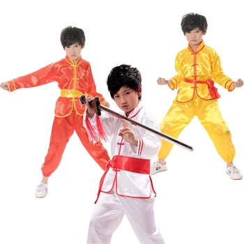 Copii Kung-Fu Chinez Uniforme Maneca Lunga Tai Chi Îmbrăcăminte Fete Băiat De Arte Marțiale Costum Copii Wushu Performanță 3 Culoare 89