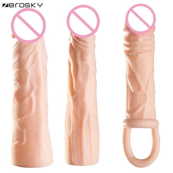 Zerosky TPE Reutilizabile Prezervative Extinde Moale Dick Inel de Penis de sex Masculin Penisului Extinderea Mâneci Penis artificial Jucarii Sexuale pentru Bărbat Jocuri Sex