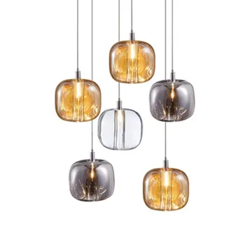 Nordic moderne de sticlă bubble cu bile pandantiv cu led-uri de lumină inel de aur living bucatarie restaurant dormitor lampă de agățat