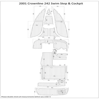 2001 Crownline 242 Înot Pas Pilotaj Barca EVA Faux Spuma Punte din lemn de Tec Etaj Pad