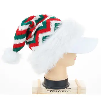 Adult Tricotate Pălărie De Crăciun Fulg De Nea Cu Dungi Ondulate Pufos Moale De Pluș Moș Crăciun Drăguț Pompom De Vacanță De Crăciun De Decorare Petrecere
