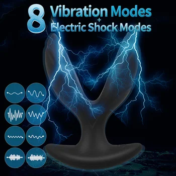 8 Viteze Extensibil Vibrator Anal, Dop de Fund Expander de Prostată rezistent la apa G-spot Vibratoare Șoc Electric de Masaj pentru Adulti Jucarii Sexuale