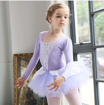Maneca Lunga Dans Balet Fusta Fete 2023 New Sosire Elegant Practică Balet Dans Purta Copii, Gimnastica, Dans Fusta TuTu 0