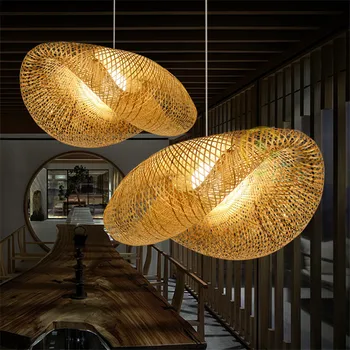 Moderne Led E27 Asia de Sud-est Bambus Manopera LED Lumini Pandantiv Creative Hanglamp Pandantiv lumina Pentru Sala de Mese Bar, Magazin