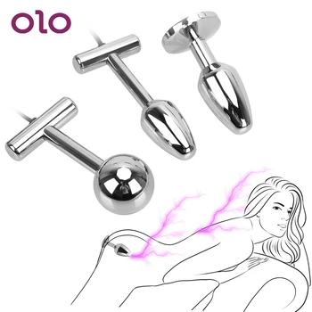 OLO Electro Soc Metal Anal margele Butt Plug G Spot Masaj de Prostata Vaginale Strâns Jucării Sexuale pentru Femei Produse pentru Adulți