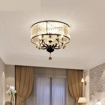 Epocă de Fier Negru Plafon de Lumină led-uri cristal Umbra Moderne, candelabre tavan Nordic Iluminat Acasă Living Decorul Camerei lampa