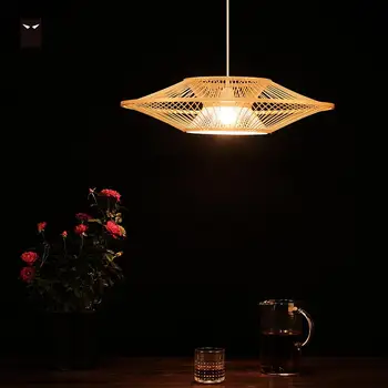 60cm Bambus Candelabre Japoneză Lampa de Răchită Rattan Moderne Chineze din Asia de Iluminat Lustre pentru Interior Acasă de Ceai Camera Dormitor Salon