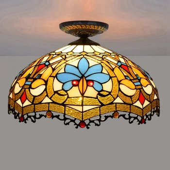 40cm Stil European Minunate Margele Tiffany Sticlă Colorată Restaurant Dormitor, Coridor, Coridor, Baie Sticlă Lampă de Plafon