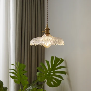 Stil japonez alamă candelabru de sticlă living lampă sala de mese bar bar dormitor noptieră plafon candelabru lampă decorativă 0