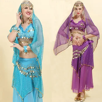 4buc/Set Monede Dans Indian Costume Seturi Scena Spectacole Orientale de Dans Burtă de Costume Pentru Femei Costume de Burtă de Dans