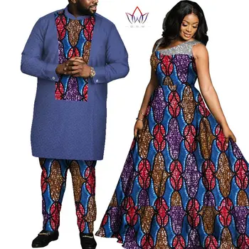 Africa de Stil Cupluri de Îmbrăcăminte pentru Iubitorii de Dulce Bazin Rochie de Bal Rochie Femei & Barbati Seturi Dashiki Plus Dimensiune Îmbrăcăminte Nunta WYQ689