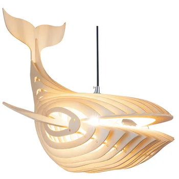 Modern Stil Japonez Balena Model din Lemn de Pește Forma LED E27 Cablu Pandantiv Lumina pentru Bar, Restaurant
