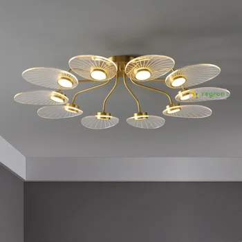 Modernă cu Led-uri Plafon Candelabru de Iluminat Goldenk&Alb Luciu de cupru LED Lumini Plafon Nouă Petală Dormitor Studiu Creative Lampa