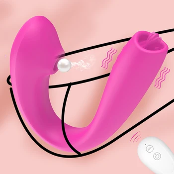 Vaginul Suge Vibratorul Limba Lins Sex Oral de Control de la Distanță Jucărie Sexuală pentru Femei Clitorisul Stimularea Cuplu Vibrator Formă de U