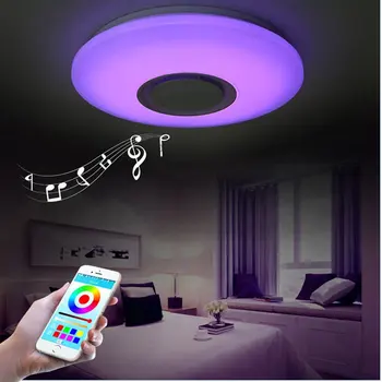 Nordic RGB Lumina Plafon pentru Camera de zi Dormitor Plafon Lampă cu Difuzor Bluetooth Estompat Culorile Luminii Iluminat Dormitor