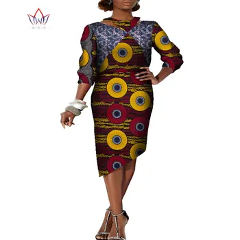 vara Africane Rochie pentru Femei plus dimensiune rochii de imprimare Guler doamnelor Moda Casual Femei genunchi lungime Rochii WY8075