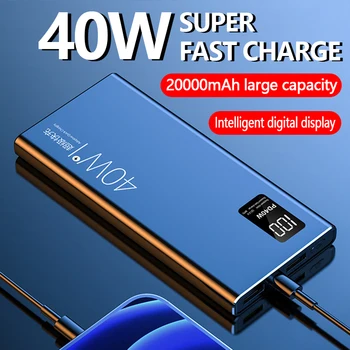 40w Super-Rapid de Încărcare de Putere Banca QC3.0 Două sensuri de Mare Capacitate 20000mAh Încărcător Portabil Putere Bănci Display Digital