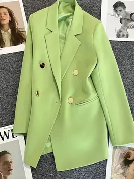 Lumina Verde Costum Femei 2022 Toamna Noua Moda coreeană Liber Mâneci Lungi Casual Sacou Costum Lady Office Sacou Feminin Topuri