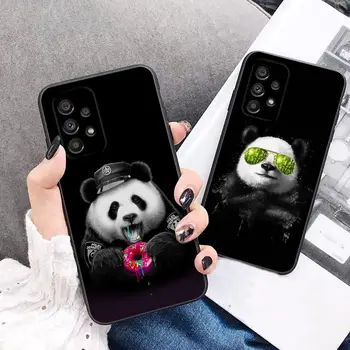 Amuzant Animale Drăguț panda Caz de Telefon Pentru Samsung Galaxy A72 A71 A51 A52 A42 A32 A31 A02s A21 A11 A12 A01 A02 A03 Capac Negru Funda