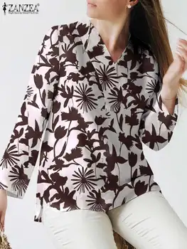 ZANZEA Femei Vintage V-Neck Maneca Lunga Camasa Boem Florale Imprimate Bluza de Vacanță de Toamnă Topuri Casual Pierde Blusas Mujer