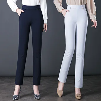 Pantaloni Casual pentru Femei de Primăvară și de Toamnă Tub Drept cu Talie Înaltă Bottom Elastic 2022 Toate-meci de vârstă Mijlocie Mama Picioare Pantaloni