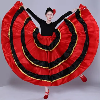 Dans spaniol Costum Clasic Gypsy Dance Costum Flamenco pentru Femei Leagăn Fuste Coridă Burta de Performanță 360/540/720