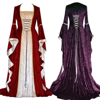 Femei Doamnelor Medievale Petrecere Retro Rochie Costum De Halloween Cosplay Curtea Nobila Halatul Vechi Maneca Clopot Costum Printesa Vestidos