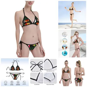 Cel mai bun De Vânzător Logo-ul de Muzică Indochine Trupa De Bikini Exotice Triunghi Bikini orchestra Grafic Scăzut de Epocă, costume de baie, îmbrăcăminte de Plajă