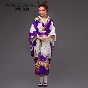 Femeile japoneze Tradiționale Formale Rochie de Cires Kimono-Halat de baie Cosplay Fotografie spectacol de Animație Haine Etapă a Juca