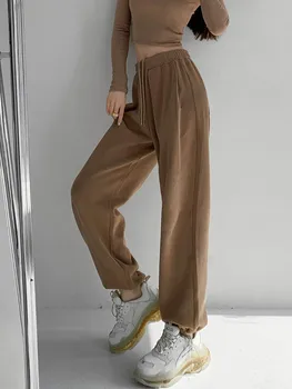 Casual, Talie Mare Jambiere Stil Vrac Solid Pantaloni Push-Up Jambiere Acasă Purta Îmbrăcăminte Pentru Femei Pantaloni Cordon