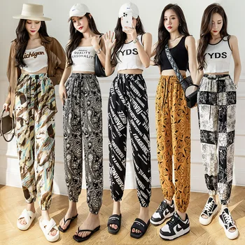 Femei pantaloni bufanți Primăvară-Vară Subțire Harem Pantaloni Talie Elastic Cilindru Drept, Pantaloni Casual Transport Gratuit coreeană de Moda Noua