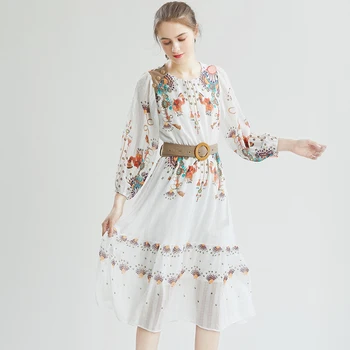 ZUOMAN Femei de Primăvară & Vară Șifon Dress Festa de Înaltă Calitate Florale de Partid Halat Femme Vintage Designer Alb Casual Vestidos