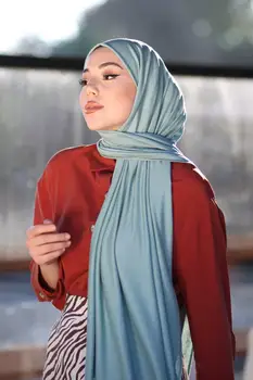 Hijab pieptănat șal model-apa verde 190x80 fier non-imprimate simple dreptunghiulare esarfa casual de îmbrăcăminte