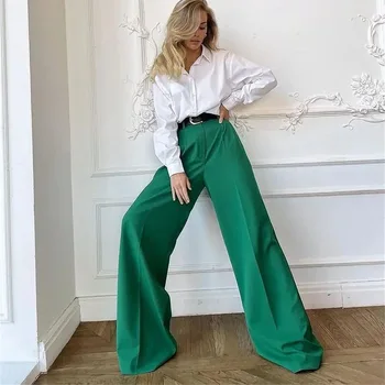 Verde/Albastru/Maro office pantaloni femei 2022 Moda Pierde toată Lungimea Doamnelor Pantaloni Casual, de Înaltă Talie Pantaloni Drepte Pentru Femei