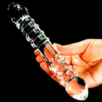 Sticlă transparentă dublu s-a încheiat vibrator anal plug jucarii sexuale pentru femei cupluri adulte sticlă penis anal vibrator punctul g stimulator