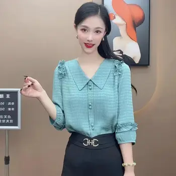 Sifon Tricouri pentru Femei de Moda Bluze 2022 Elegante de Vara Destul de Blusas Femininas Bonitas Peter Pan Guler de Top de sex Feminin coreeană 블라우스