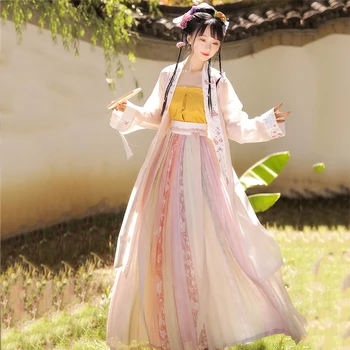 Broderie Costume de Dans Hanfu Femeile Slim Zână Rochie Tradițională Chineză Haine Rave Performanță Îmbrăcăminte Chion YB1069