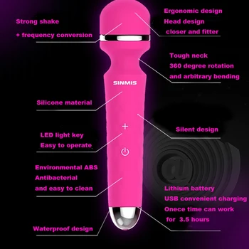 Wireless Reîncărcabilă AV Vibrator Dildo-uri Bagheta Magica Stimulator Clitoris Masturbari Masaj Sex Stick Pentru Femei Produse pentru Adulți