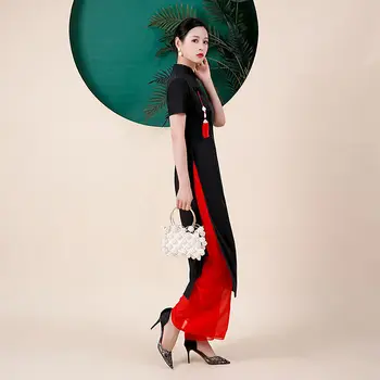 Femeile Noul Stil Chinezesc Retro Mandarin Guler Lung Furculita Qipao Nunta Petrecere De Seara Rochie Vintage Slim Cheongsam Noutate 1