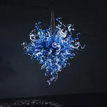 Contemporan Tipuri Decorative de Interior Albastru de Cristal Candelabru Lumina Candelabre din Sticlă de Murano LED-uri de Lumină Agățat Decor Acasă 2