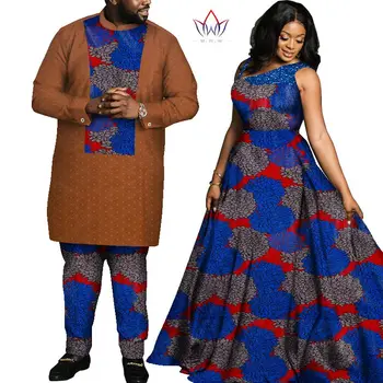 Africa de Stil Cupluri de Îmbrăcăminte pentru Iubitorii de Dulce Bazin Rochie de Bal Rochie Femei & Barbati Seturi Dashiki Plus Dimensiune Îmbrăcăminte Nunta WYQ689 2