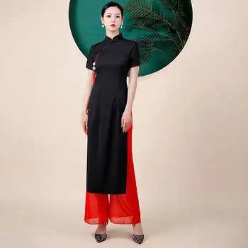 Femeile Noul Stil Chinezesc Retro Mandarin Guler Lung Furculita Qipao Nunta Petrecere De Seara Rochie Vintage Slim Cheongsam Noutate 3
