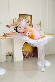 Fetele De Balet De Dans Latino Pentru Copii De Dans De Balet Profesionist Concurenței Costum Scurt Tutu 4