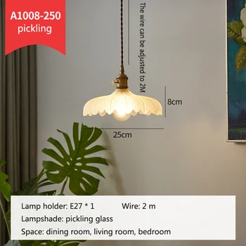 Stil japonez alamă candelabru de sticlă living lampă sala de mese bar bar dormitor noptieră plafon candelabru lampă decorativă 4