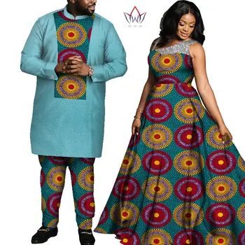 Africa de Stil Cupluri de Îmbrăcăminte pentru Iubitorii de Dulce Bazin Rochie de Bal Rochie Femei & Barbati Seturi Dashiki Plus Dimensiune Îmbrăcăminte Nunta WYQ689 4