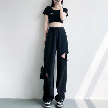 ILARES coreeană de Moda Pantaloni Jeans Femei Streetwear Haine de sex Feminin Y2k Pantaloni Femei Haine de Epocă Blugi Femeie Înaltă Talie Umflat 4