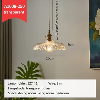 Stil japonez alamă candelabru de sticlă living lampă sala de mese bar bar dormitor noptieră plafon candelabru lampă decorativă 5