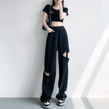 ILARES coreeană de Moda Pantaloni Jeans Femei Streetwear Haine de sex Feminin Y2k Pantaloni Femei Haine de Epocă Blugi Femeie Înaltă Talie Umflat 5